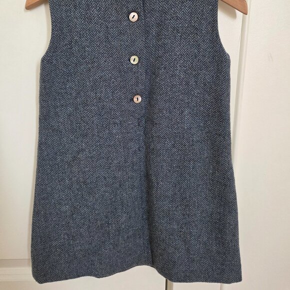 Papo d'anjo blue herringbone wool pinafore dress size 3 girls - Picture 4 of 9